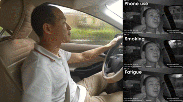 Detecção DMS de uso de celular, cigarro e sonolência do motorista com feeds de evento na cabine